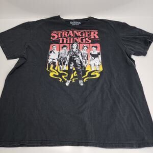 Stranger Things Netflix Series Sci-Fi Black Short Sleeve T-Shirt Men's Size 2XL